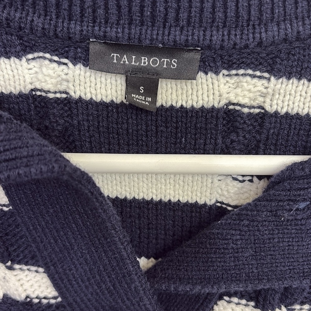 Talbots Nautical Blue and White Cardigan Sweater - Picture 4 of 8